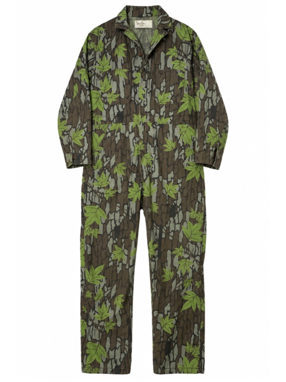 Trebark Camo Coveralls Mens Large Vintage USA Made Hunting Green Leaf Jumpsuit